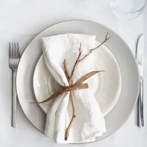 High Quality 100% Solid White Cloth Pure Linen Classical Napkins, 4PCS